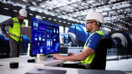 Poster - Man Working In Power Plant Electricity