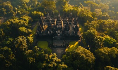 Wall Mural - Ancient temple complex nestled in lush jungle.