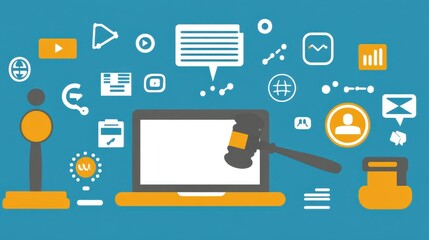 Poster - Digital Law and Technology Concept Illustration