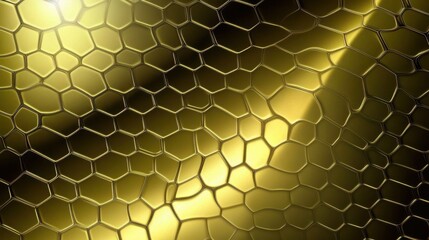 Poster - Rich yellow-gold backdrop with overlapping hexagonal shapes and subtle shadows, providing a stylish, blank center area for text