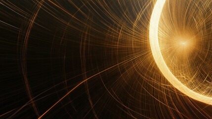 Poster - Warm golden gradient background with delicate geometric line patterns framing the sides, leaving an open center for text, perfect for a refined slide presentation