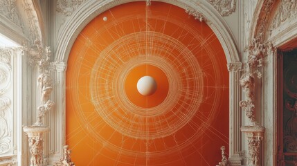 Poster - Warm golden gradient background with delicate geometric line patterns framing the sides, leaving an open center for text, perfect for a refined slide presentation