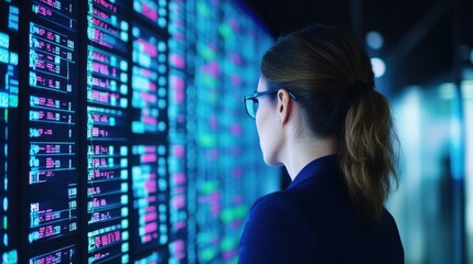 Poster - Business Person Analyzing Data on Digital Screen
