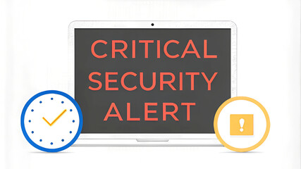 Poster - The image illustrates a laptop with a CRITICAL SECURITY ALERT.