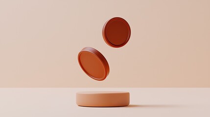 Wall Mural - floating circular shapes in earthy tones on a soft background.