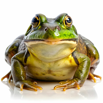 Single bullfrog isolated on a white background with copy space image.