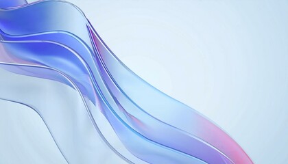 Poster - Flowing gradient transparent multilayer glass background, 3d rendering.