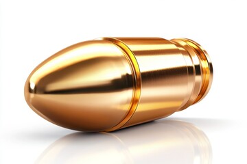 Poster - 2D illustration of a bullet with soft shading and clean lines on a white background, capturing the essential shape and detail, symbolizing simplicity and clarity