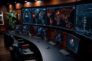 Aufkleber - Dimly lit screen showing data patterns in dark, deep colors with bright highlights, capturing the gothic style of uncovering hidden knowledge in data, symbolizing mystery and structure
