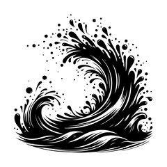 Water Splash silhouette vector icon, Ocean or sea wave with splatters, and water spray vector illustration.