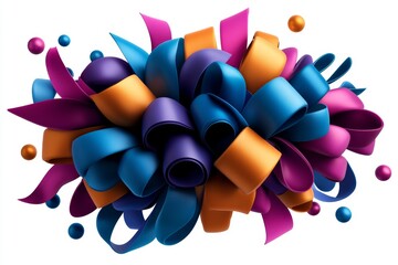 a 2D cartoon illustration of a bundle of colorful ribbons for gift wrapping bright and festive white background