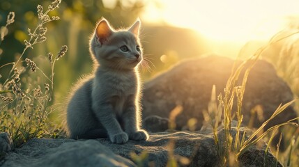 Sticker - Kitten Sunset.