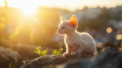 Wall Mural - Kitten in Golden Light.