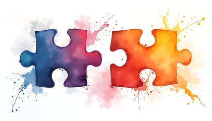 Two colorful puzzle pieces symbolize connection and creativity.