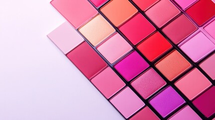 A close-up view of a colorful lipstick palette in exquisite packaging, isolated on a white background, emphasizing the luxurious design.