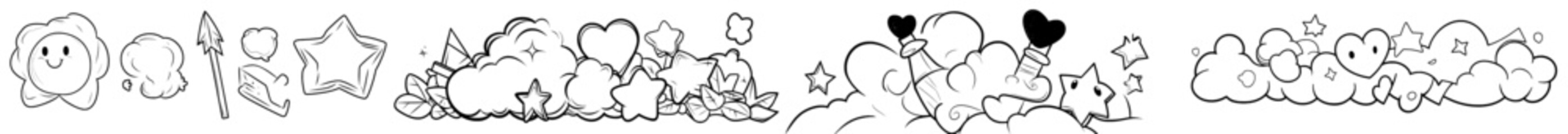 Poster - this set of hand drawn red line star sparkles, emphasis, and underlines includes hand drawn doodle t