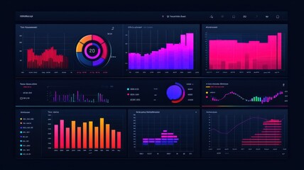Poster - A vibrant data dashboard displaying various colorful charts and graphs for data analysis and visualization.