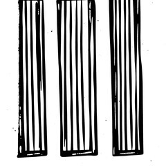Poster - Vertical black stripes on white seamless background texture. Hand drawn doodle lines.