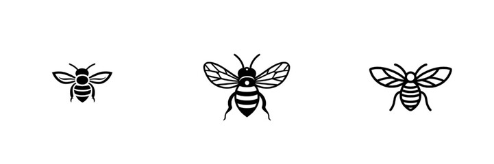 Isolated modern black bee silhouette illustration