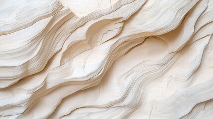 Poster - A close-up view of intricate, wavy patterns in light-colored sandstone rock formations.
