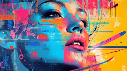 A vibrant, graffiti-style AI-generated portrait of a person with bold colors and dynamic lines, capturing the energy of urban art.