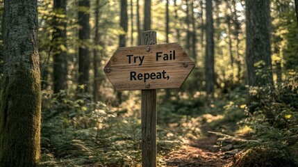 Poster - Simple wooden sign in nature with the words 