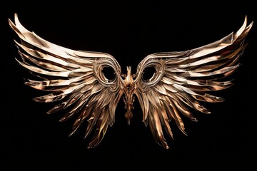 Poster -  metallic wingswings made of polished gold silver or bronze refl