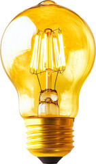Aufkleber - Vintage yellow light bulb glowing brightly, close-up view. Innovation and design concept