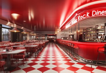 Retro Diner Interior.