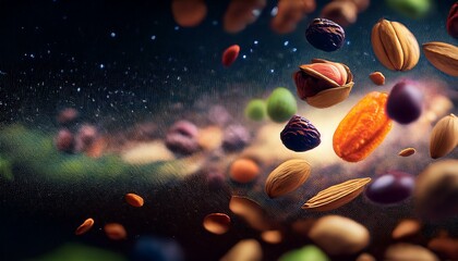 Wall Mural - Dried nuts variety, sales, trade and presentation