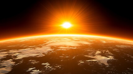 Wall Mural - sunrise over earth abstract gradient background with copy space