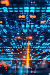 Fototapete - Vertical Binary Code on Computer Screen for your background business, poster, wallpaper.