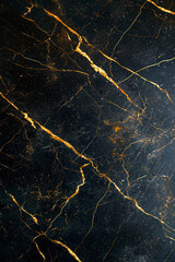 Fototapete - Vertical Black marble with Golden brown veinings. Gold and black marble.