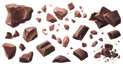 Poster - dark chocolate pieces isolated PNG