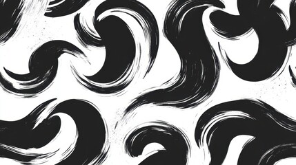 Poster - Elegant Black Brush Stroke Pattern on White Background