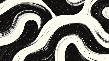 Poster - Abstract Black and White Swirling Motion Background