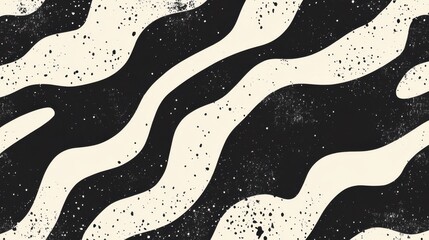 Poster - Abstract Black and White Wavy Pattern Background