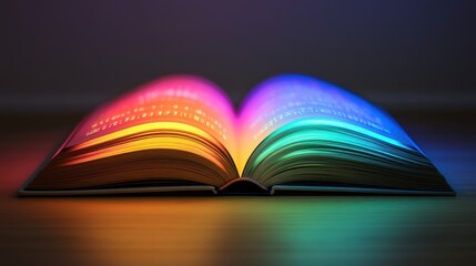 Poster - colorful open book with vibrant glow effect