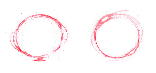 Two pink rings with sparkly texture isolate on transparent background, cutout, png
