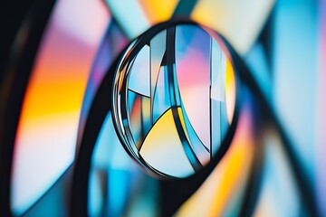 Poster - Abstract Geometric Colorful Shapes Through Glass Lens Perspective : Generative AI