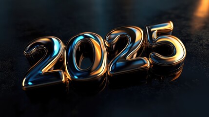 Poster - Shiny, metallic 2025, a new year with new beginnings.