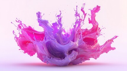 Poster - A vibrant pink and purple liquid splash against a white background. The colors create a dynamic and artistic image.