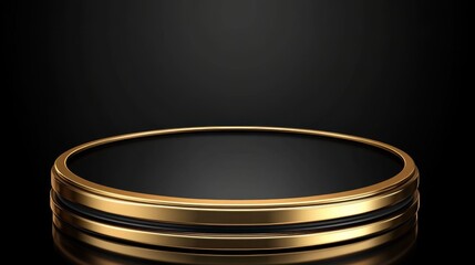 Poster - elegant circular platform with golden edges on black background