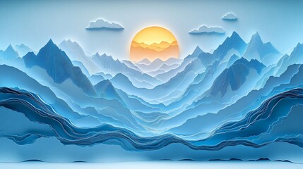 Wall Mural - sunrise over mountains