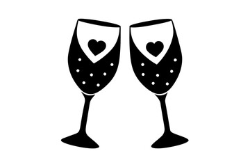 Valentine Wine Glasses | isolated vector illustration on white background