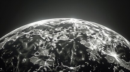 Wall Mural - A Black And White Image of the Moons Surface With Stars in the Background
