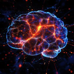 Poster - Abstract Human Brain with Glowing Neural Connections - AI, Technology, and Neuroscience Concept.