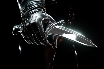 Poster - Outline of a dagger and a gloved hand, symbolizing the sleek and precise tools of an assassinâ€™s trade in a clean, minimal style, symbolizing danger and clarity