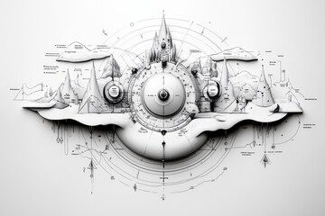 Poster - Simple 2D drawing of a bond with structured interest and maturity details, capturing the formal and predictable nature of bond investments, symbolizing simplicity and trust