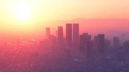 Poster - Cityscape at Sunset Abstract Gradient Background with Copy Space